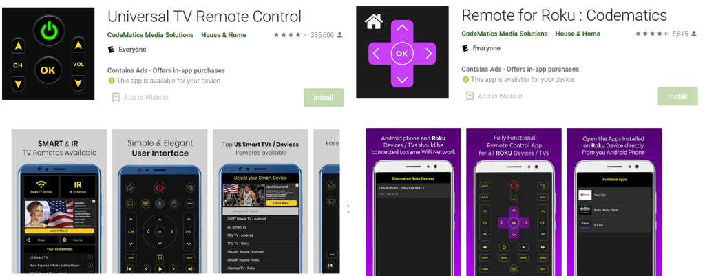 Exposed universal TV remote control apps<br>